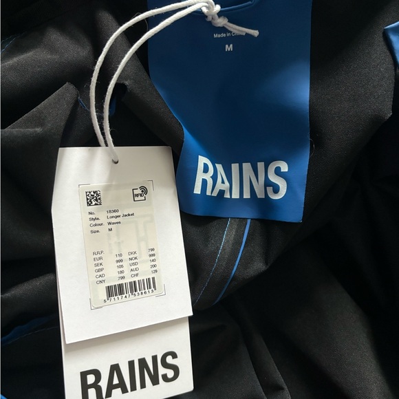 NWT Rains Longer Jacket in Waves Size Medium - Picture 12 of 15